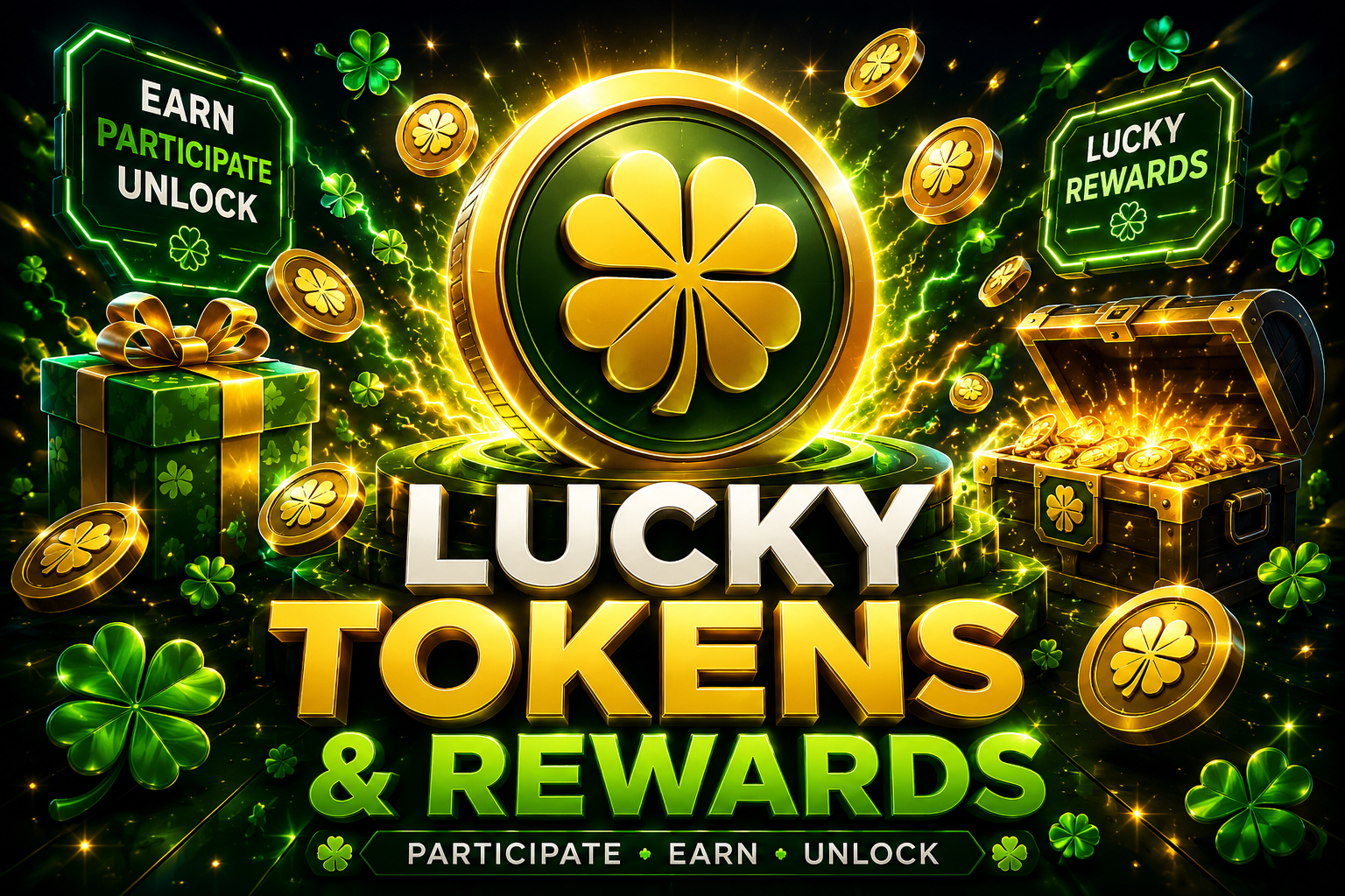 Clover tokens and rewards treasure chest